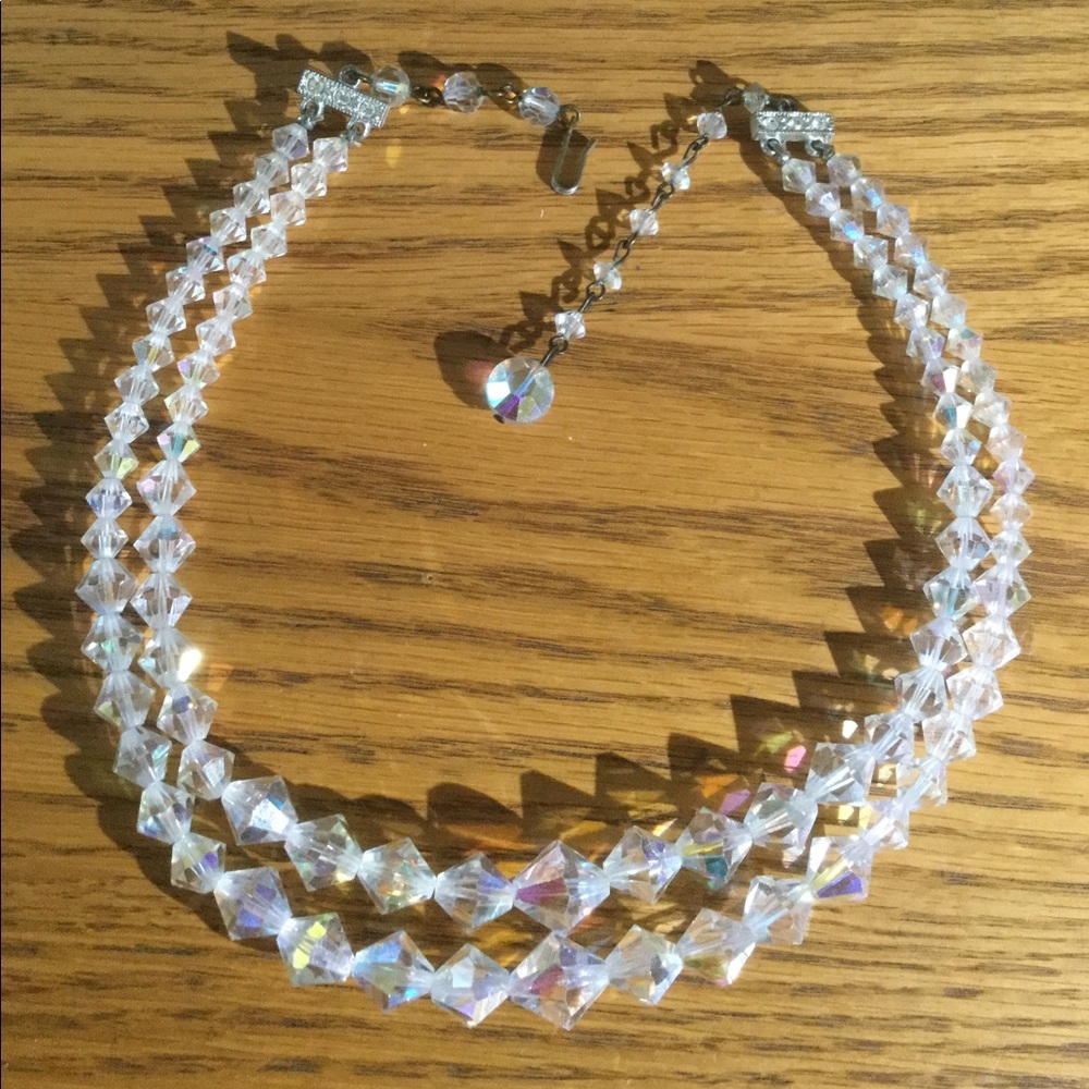 Vintage double strand crystal necklace